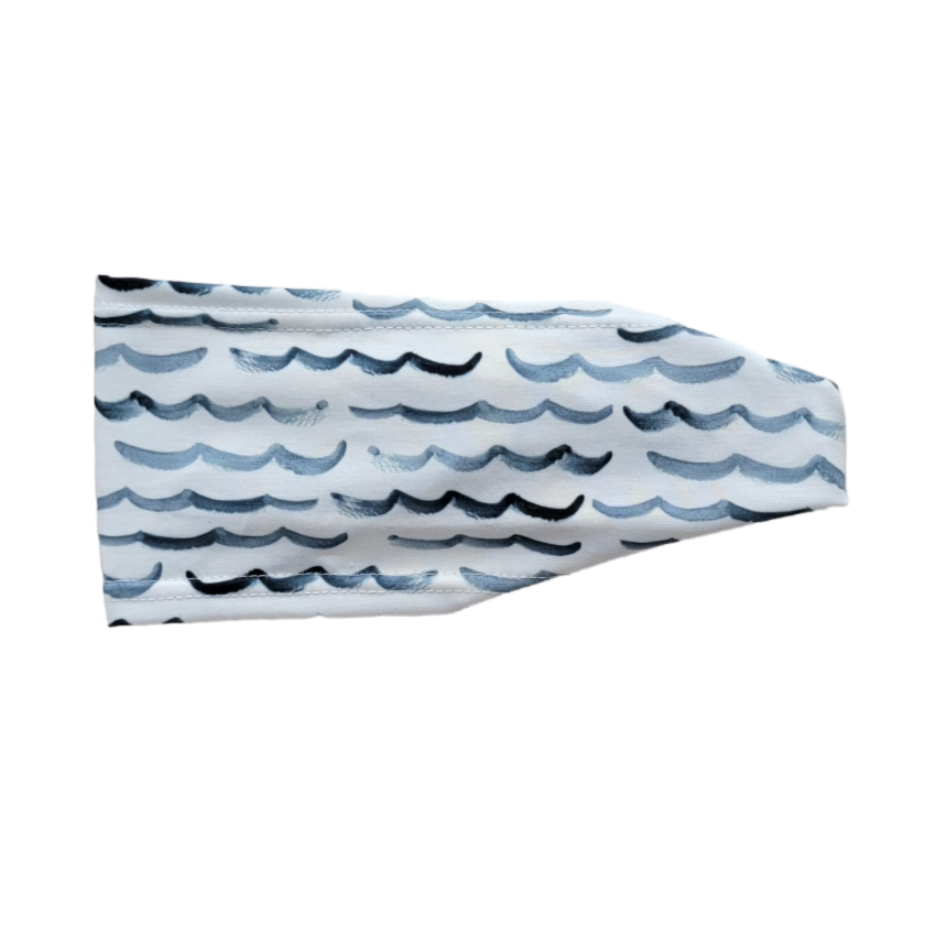 navy wave design on white