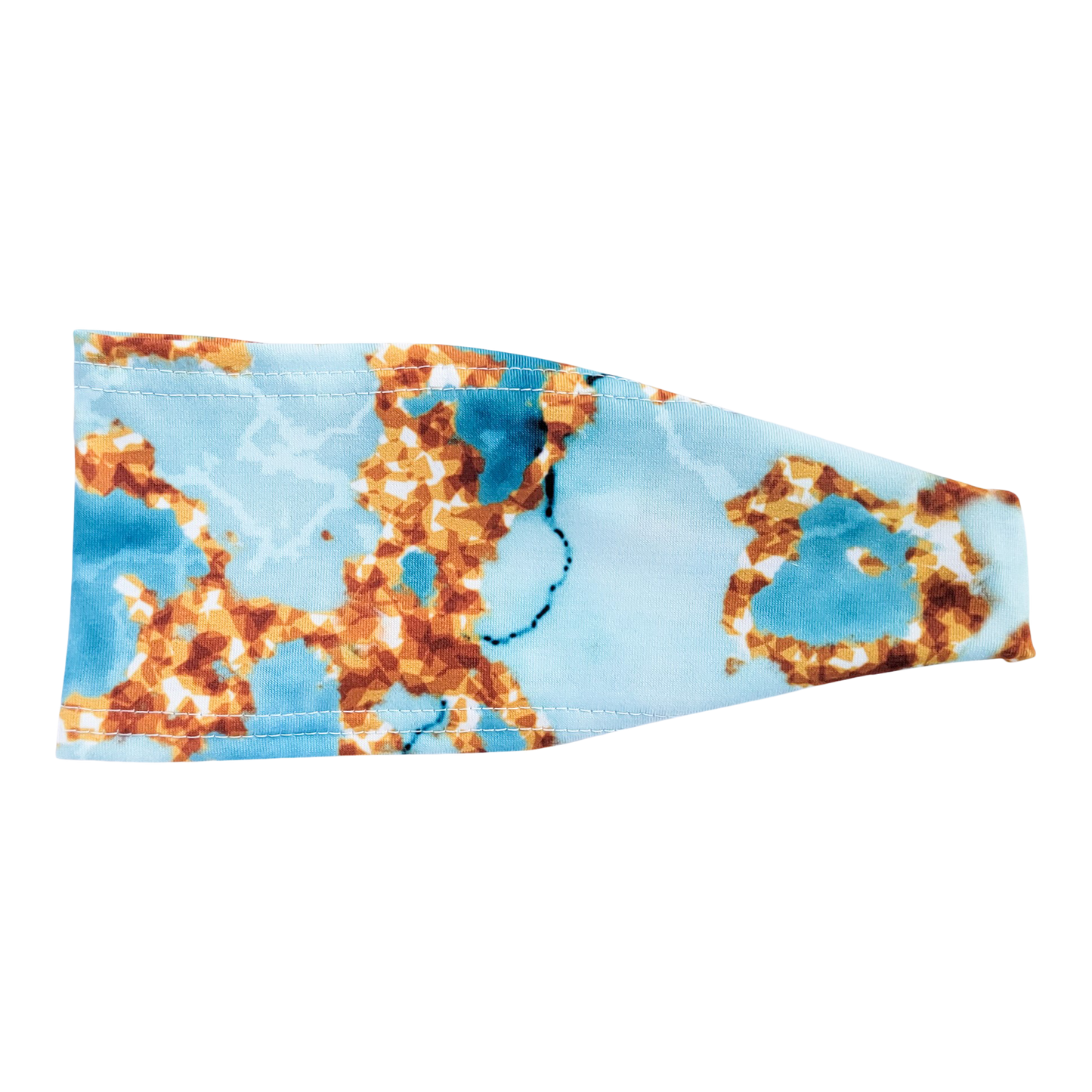 headband with teal and gold swirls