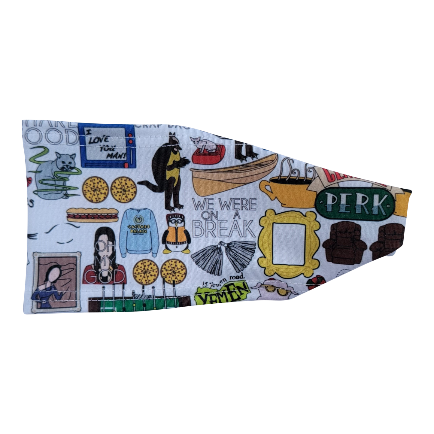 headband with friends show images multi colored on white