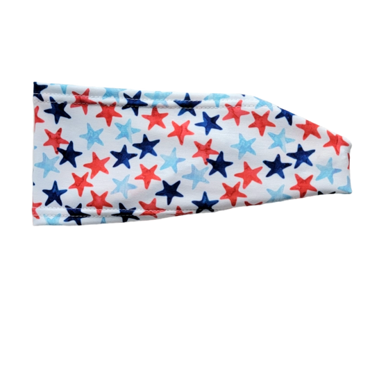 red blue and navy stars on white
