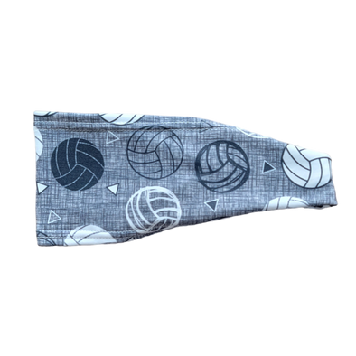 grey headband with white and black volleyballs'
