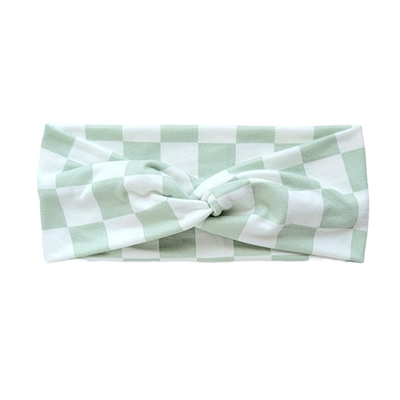 Twisted Green & White Checkerboard Butter Band | Bay Bands