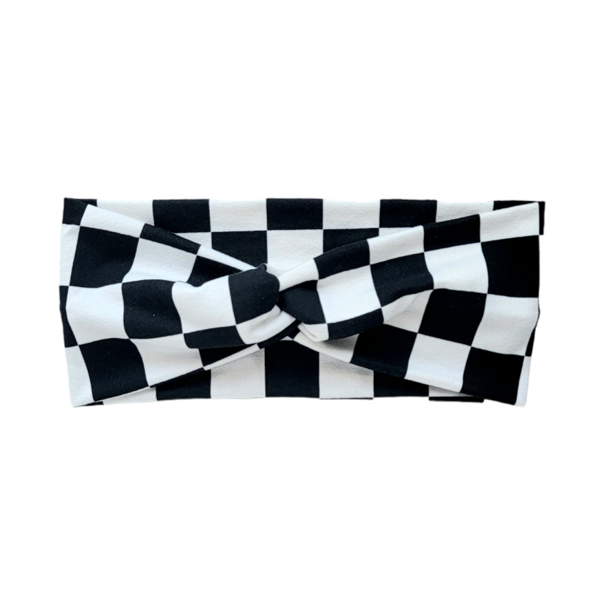 Twisted Black & White Checkerboard Butter Band | Bay Bands