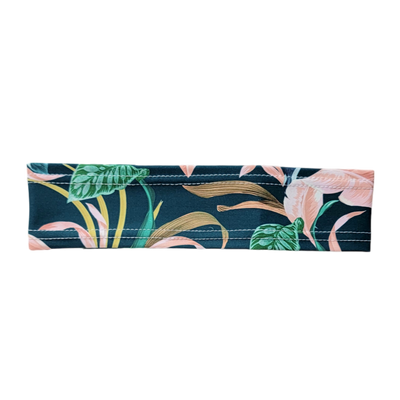 dark blue band with tropical flowers
