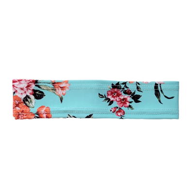 teal band with red and pink flowers
