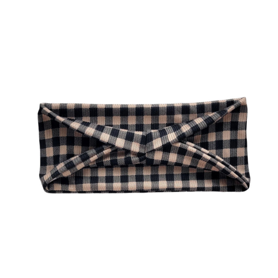 Black & Tan Gingham Headband | Bay Bands