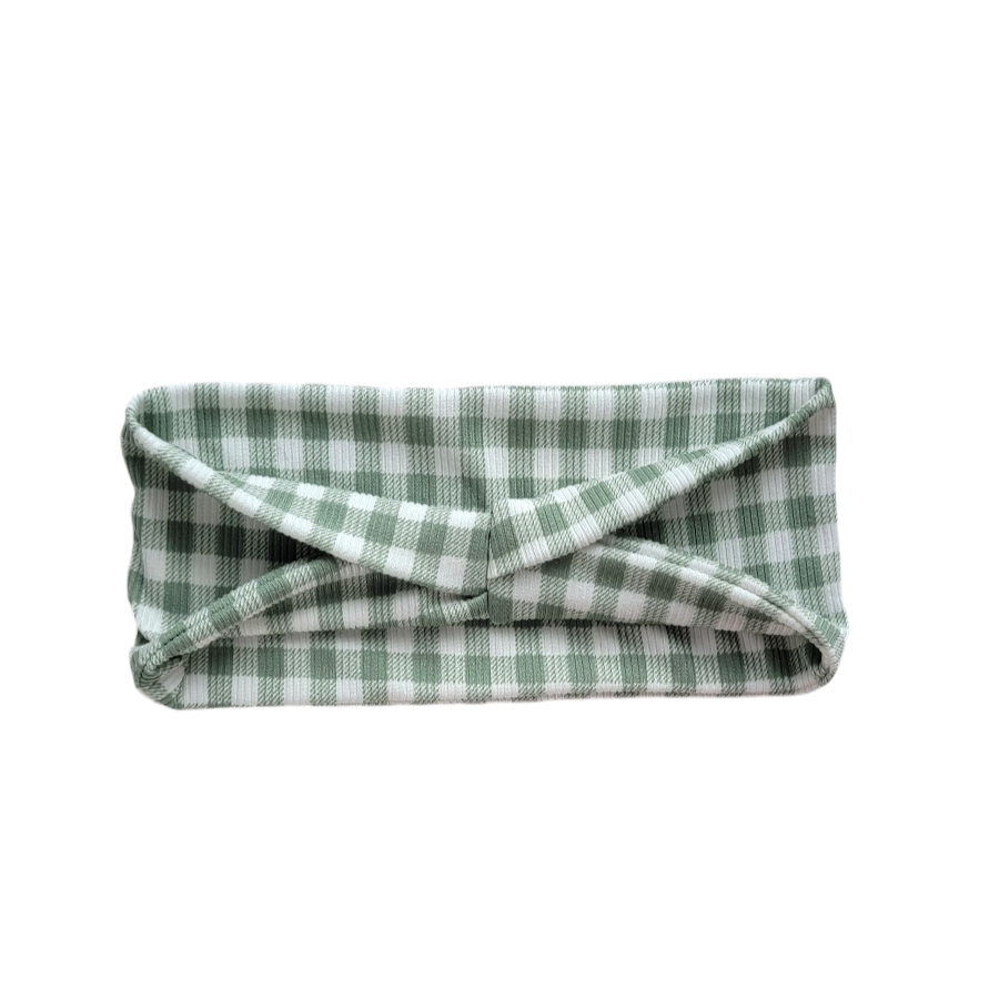 Green & White Gingham Headband | Bay Bands