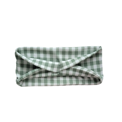 Green & White Gingham Headband | Bay Bands