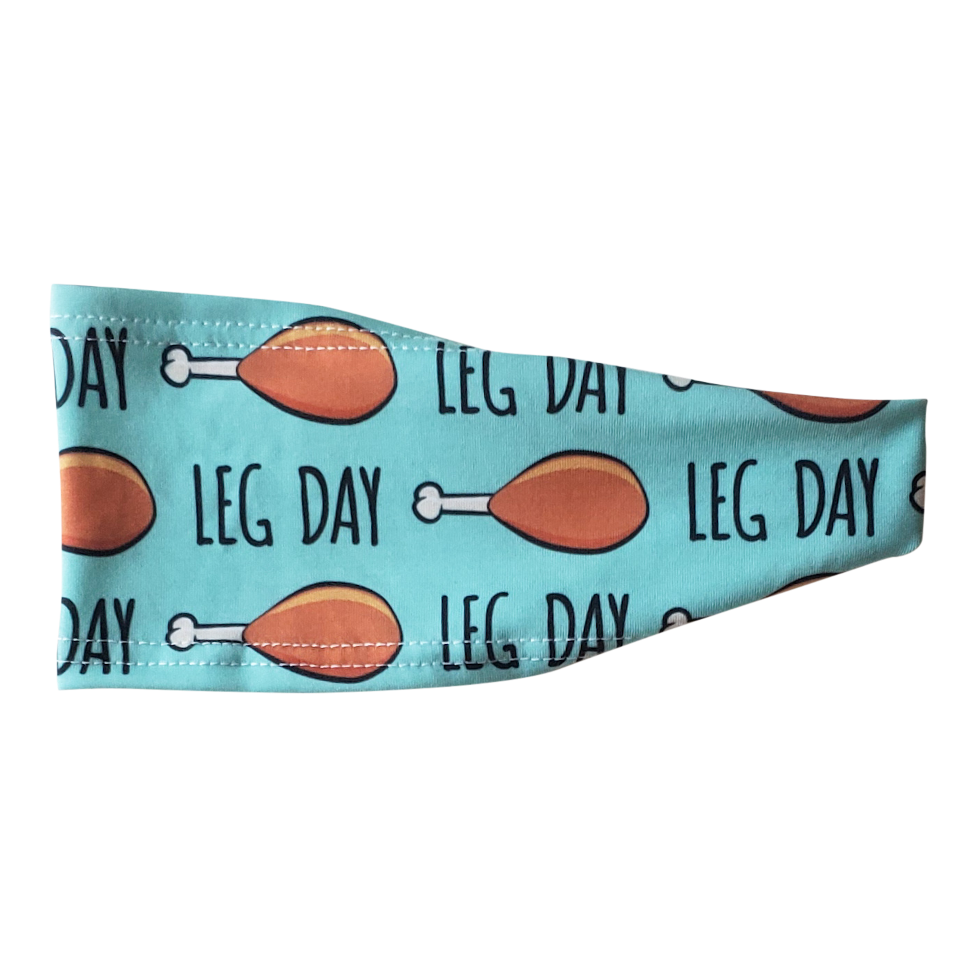 headband with turkey legs with text that reas leg day on teal