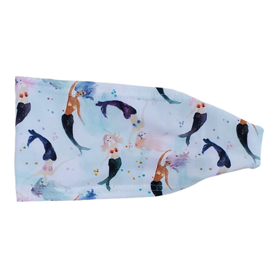 white headband with colored swmming mermaids