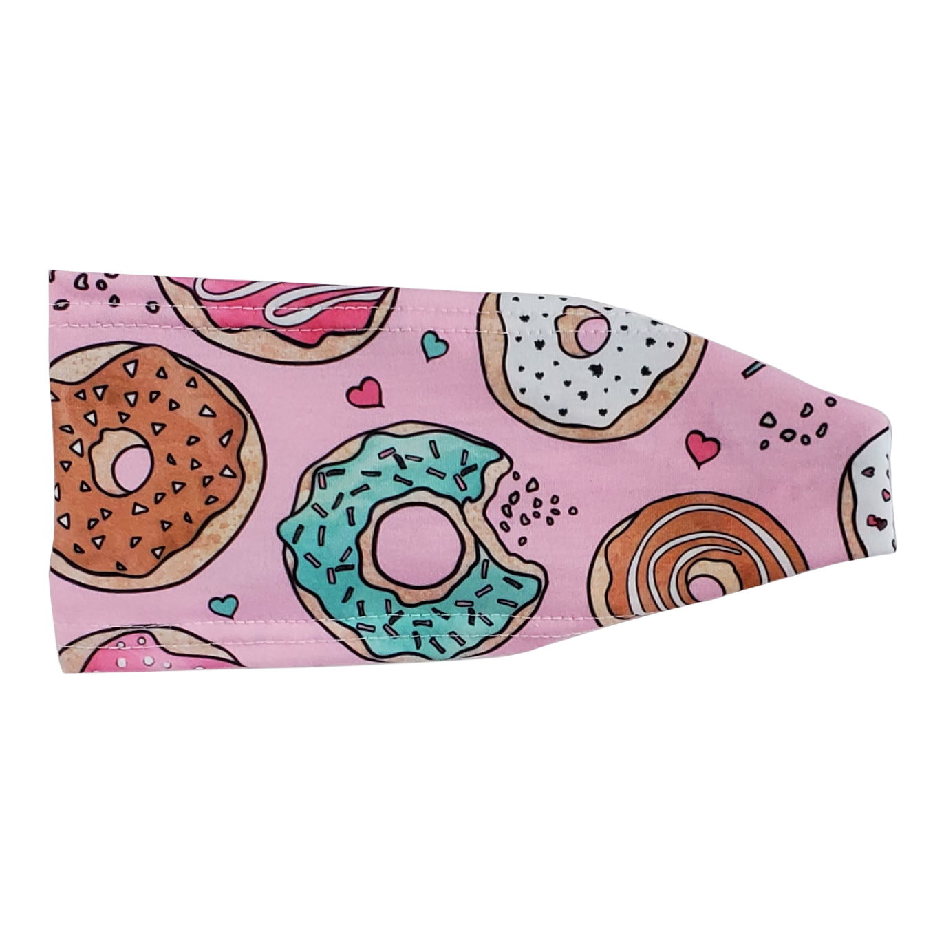 teal brown white donuts on pink