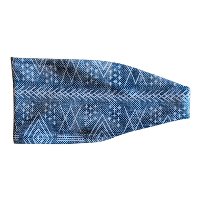 blue headband with white pattern