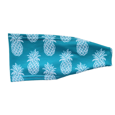 teal headband with white pineapples
