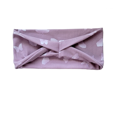 headband with light purple butterflies on lilac 