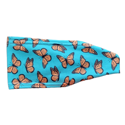 teal headband with orange butterflies