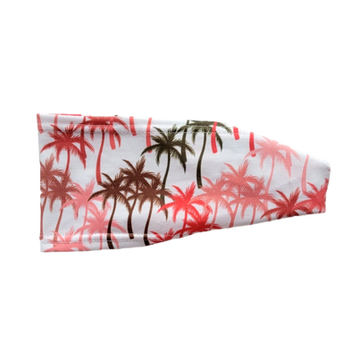 headband with pink and green palm trees on white