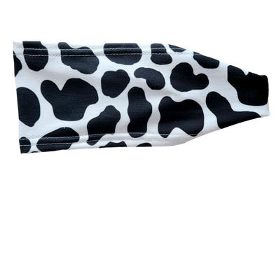 headband with black and white cow design