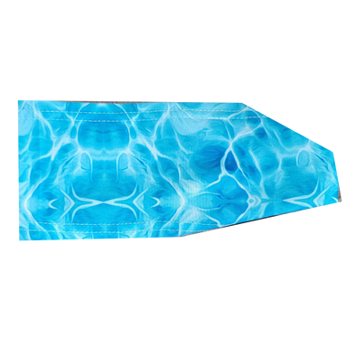 headband with blue and white that looks like pool water