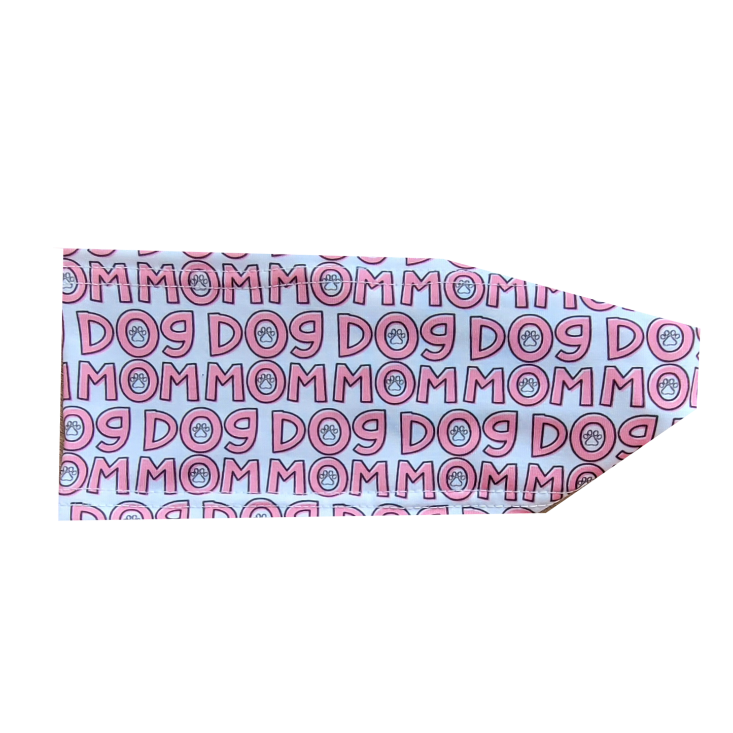 Headband with dog mom written in pink on white