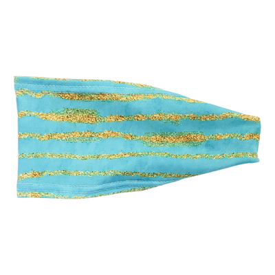Headband with gold stripes on teal