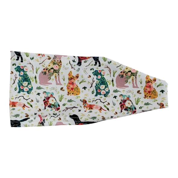 Headband with dogs and flowers in mulit colors