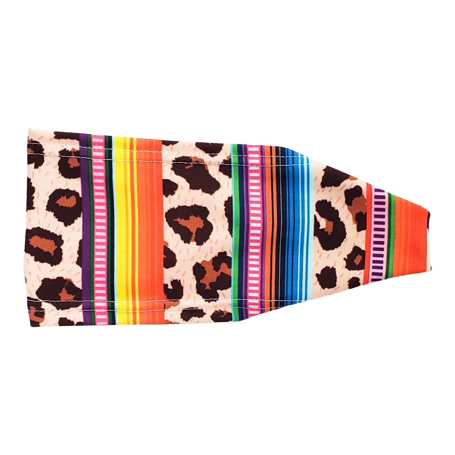 Headband with bright colored stripes with animal print