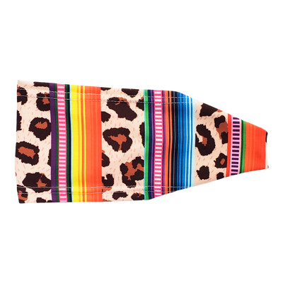 Headband with bright colored stripes with animal print