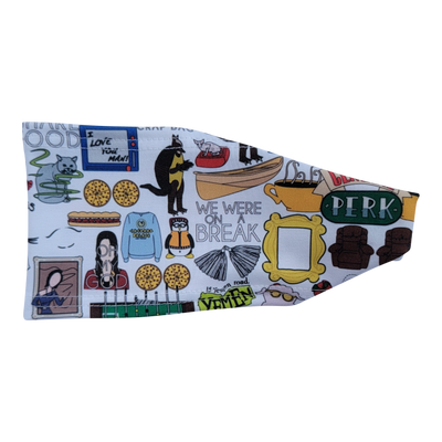 headband with friends show images multi colored on white