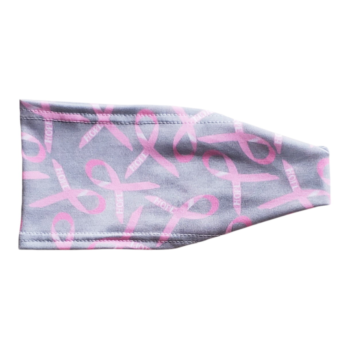 headband light pink breast cancer ribbon on grey