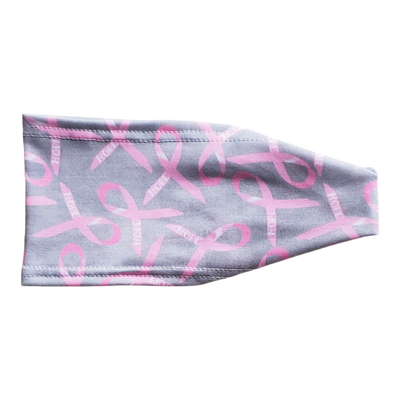 headband light pink breast cancer ribbon on grey