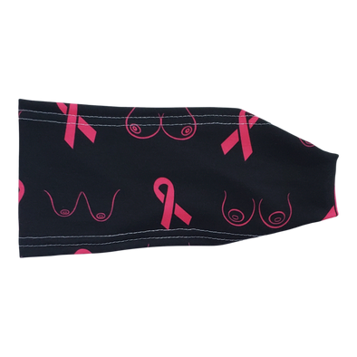 Headband with pink breast and ribbons on black