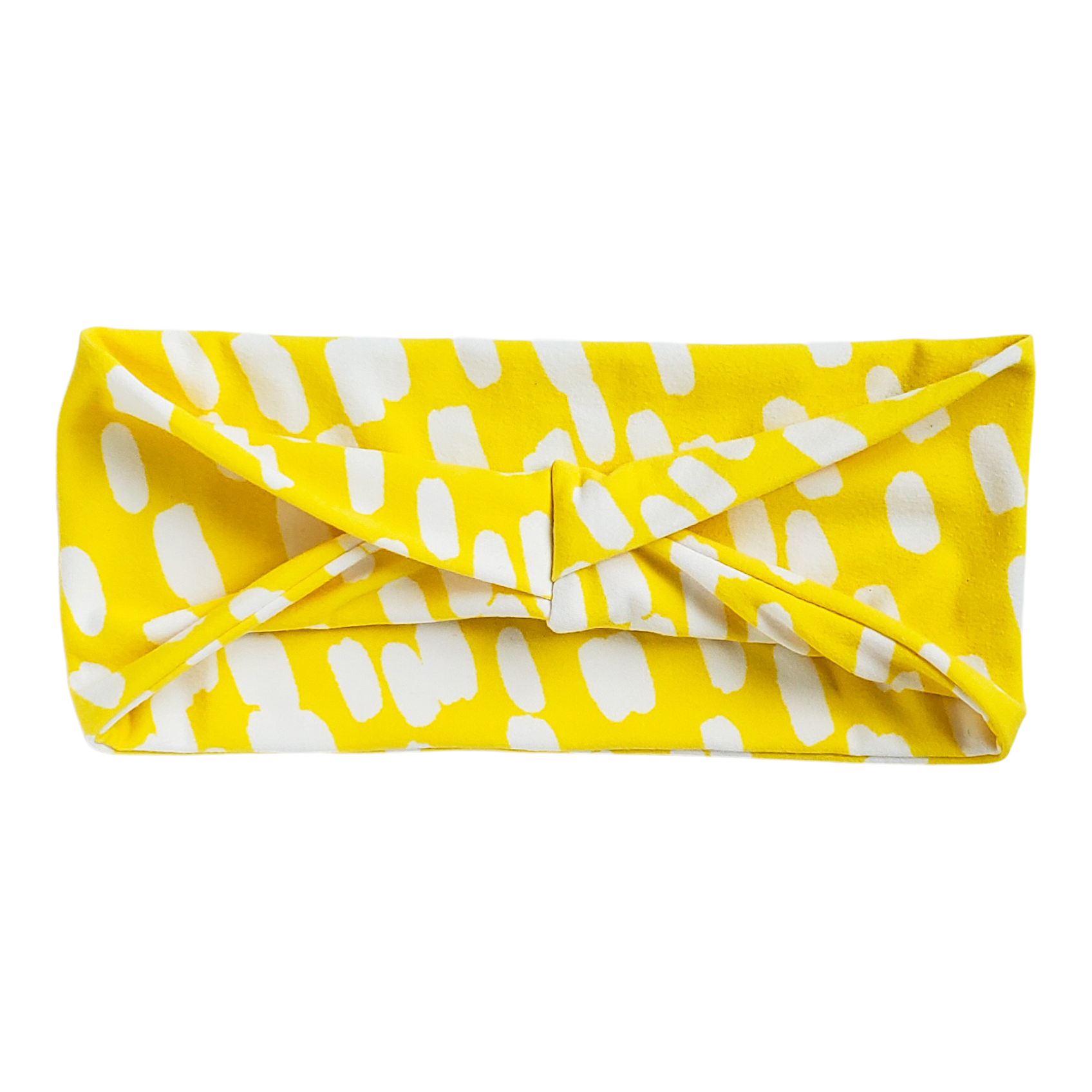 yellow headband with white spots