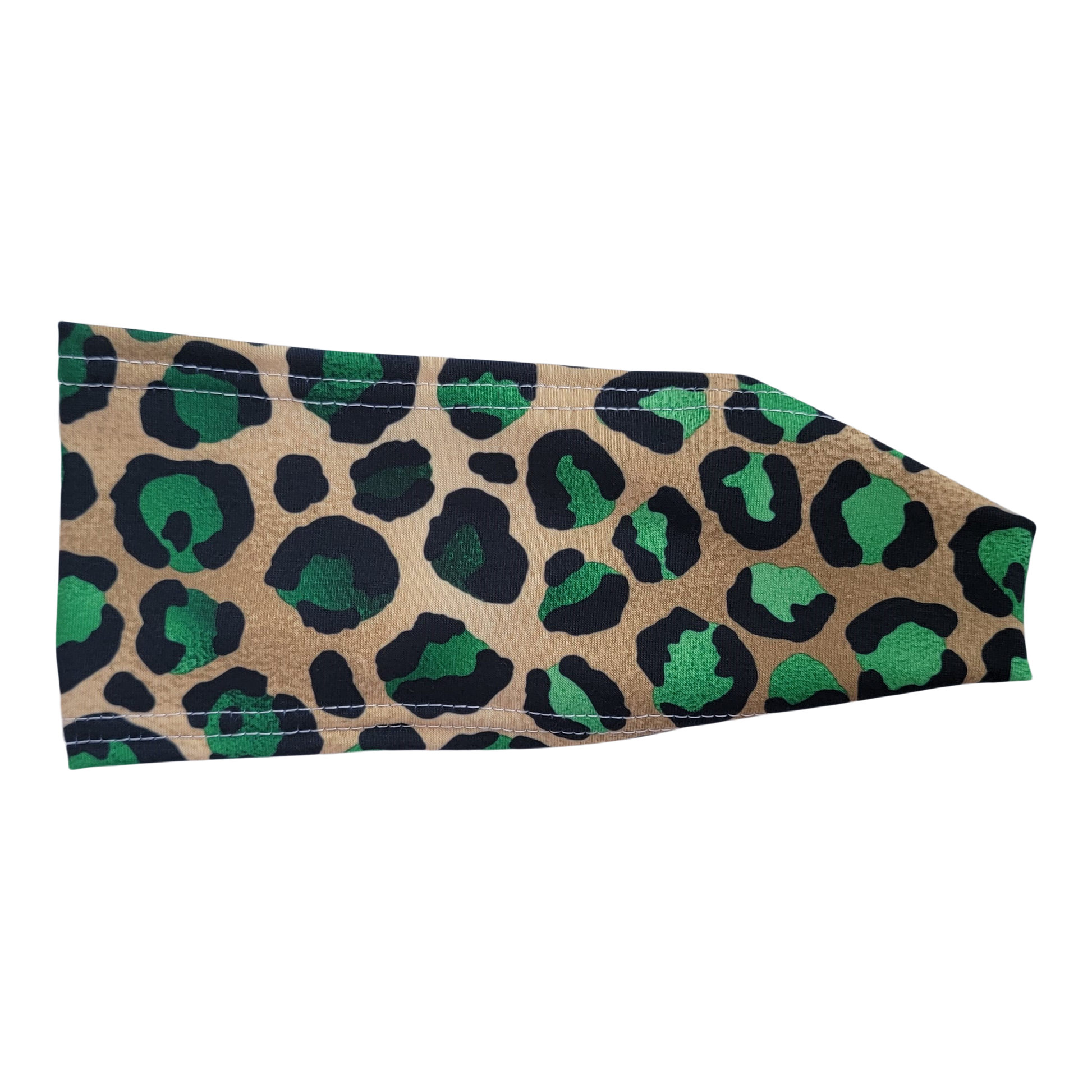 gold headband with black and green leopard spots