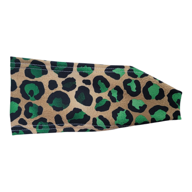 gold headband with black and green leopard spots